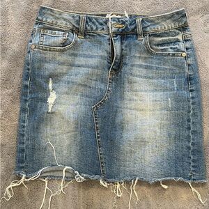 Altar'd State Distressed Denim Mini Skirt - Light Blue